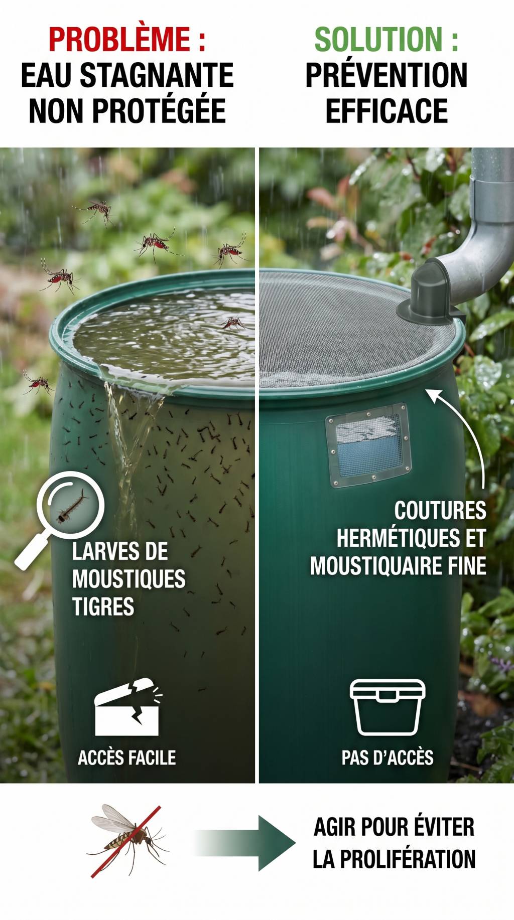 Moustique tigre et récupérateurs d’eau de pluie : pourquoi ils prolifèrent et comment les prévenir efficacement