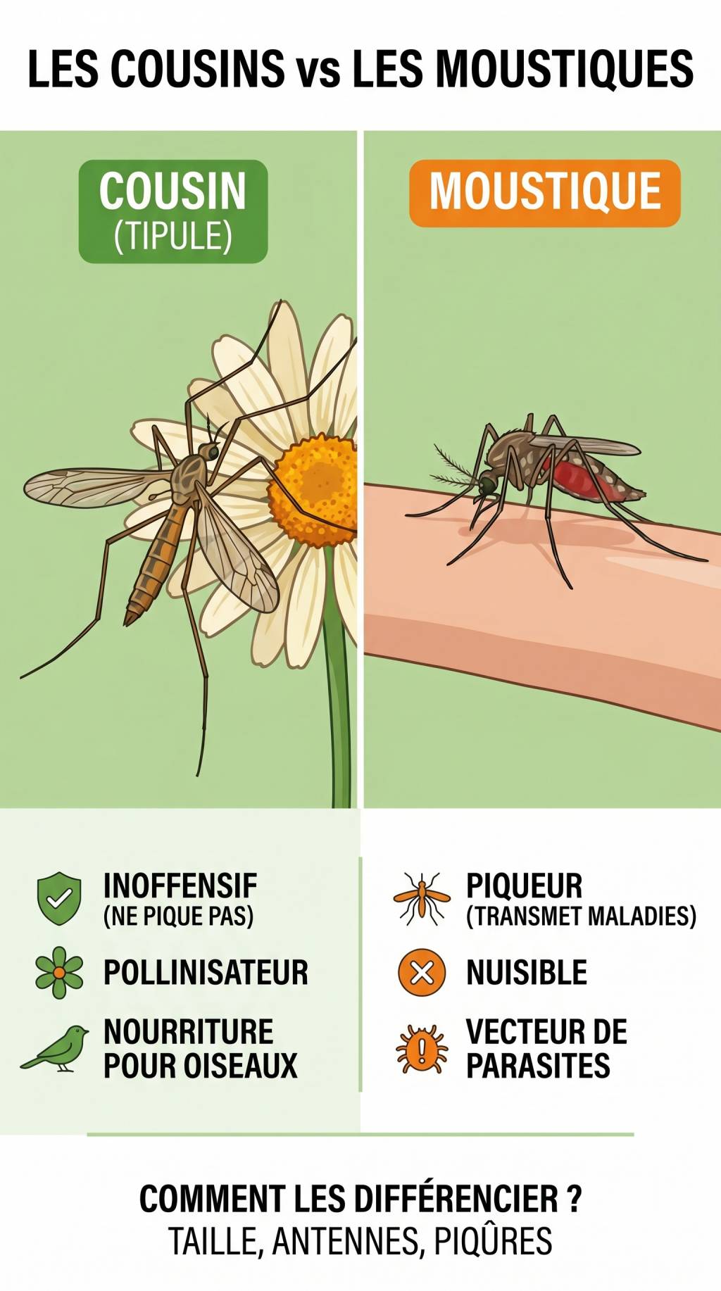 À quoi servent les cousins insectes et comment les différencier des moustiques