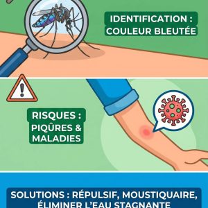 Moustique bleu : identification, risques et solutions pour s’en protéger